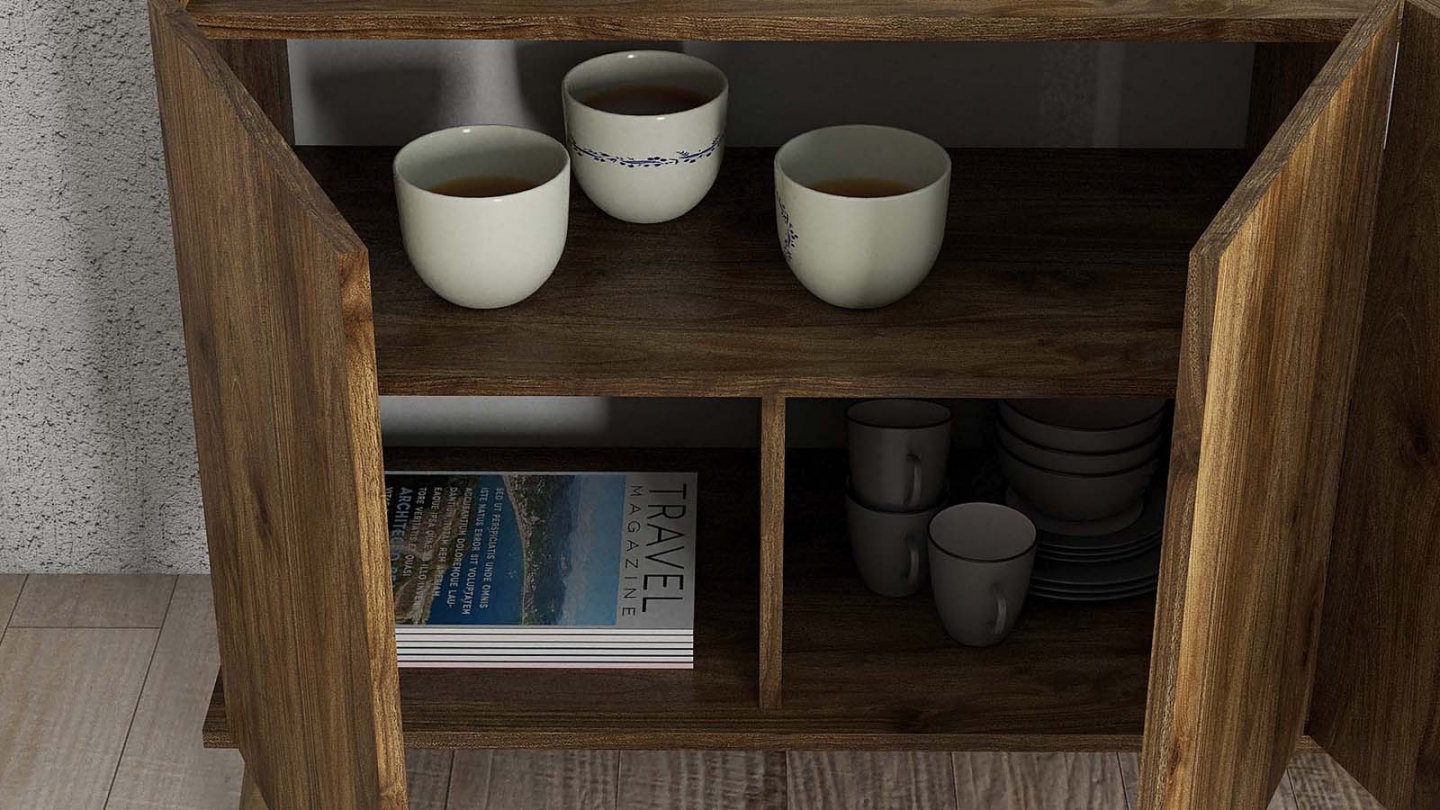 Buffet 4 portes effet noyer 180 cm - Tomar Buffet 4 portes effet noyer 180 cm - Tomar