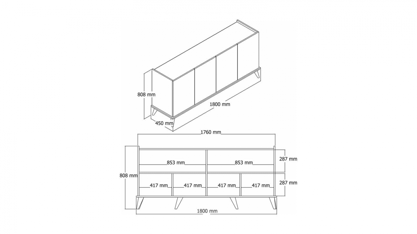Buffet 4 portes effet noyer 180 cm - Tomar Buffet 4 portes effet noyer 180 cm - Tomar