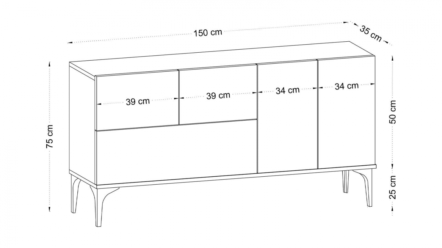 Buffet 5 portes blanc 150 cm - Tavira Buffet 5 portes blanc 150 cm - Tavira