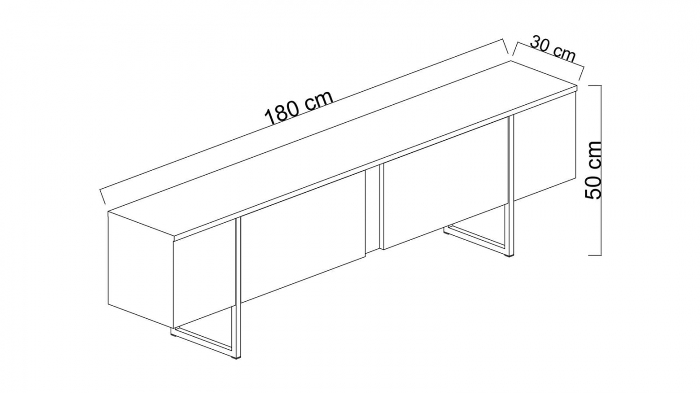 Meuble TV 2 portes effet Noyer, piètement noir 180 cm - Celia Meuble TV 2 portes effet Noyer, piètement noir 180 cm - Celia
