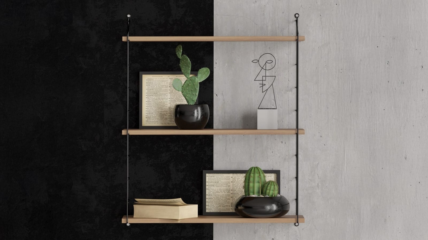 Etagère murale 3 niveaux effet bois 72 cm - Como Etagère murale 3 niveaux effet bois 72 cm - Como