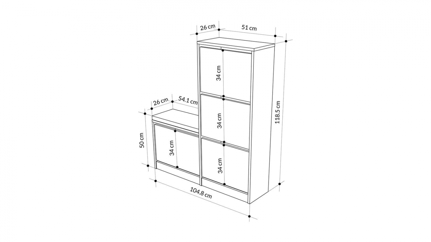 Meuble à chaussures 4 portes avec banc effet chêne 105 cm - Kira Meuble à chaussures 4 portes avec banc effet chêne 105 cm - Kira
