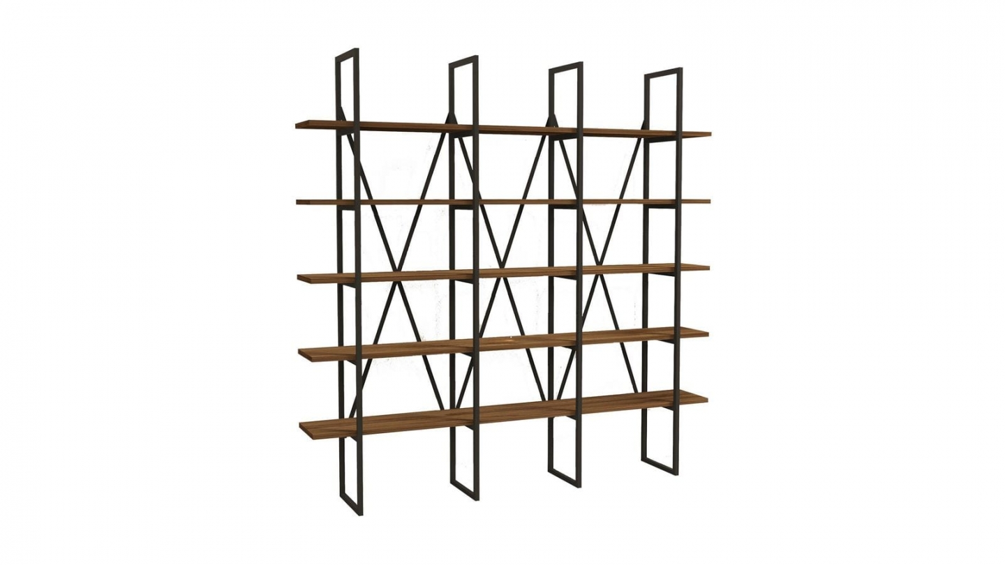 Etagère effet Noyer 5 niveaux 160 cm - Rimini Etagère effet Noyer 5 niveaux 160 cm - Rimini