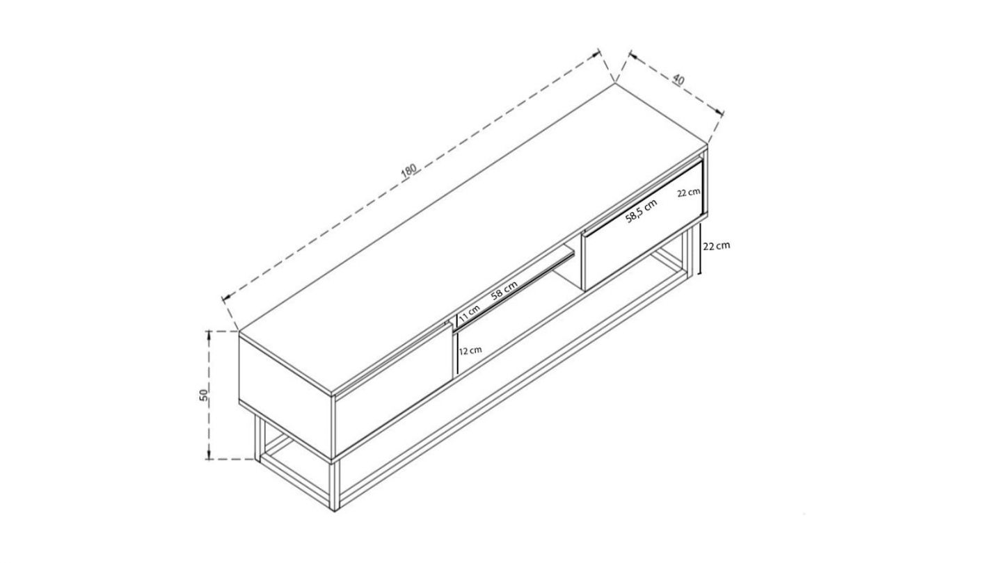 Meuble TV 2 tiroirs 2 niches effet bois 180 cm - Parma Meuble TV 2 tiroirs 2 niches effet bois 180 cm - Parma