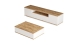 Ensemble meuble TV et table basse blanc & effet bois - Ravia