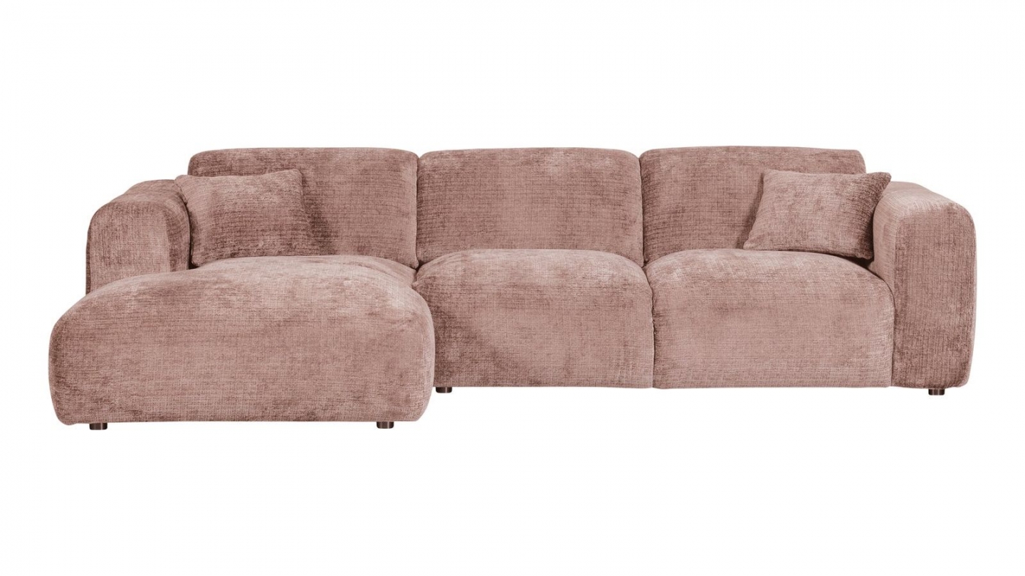 Canapé d'angle à gauche en tissu chenille vieux rose - Cloud Canapé d'angle à gauche en tissu chenille vieux rose - Cloud