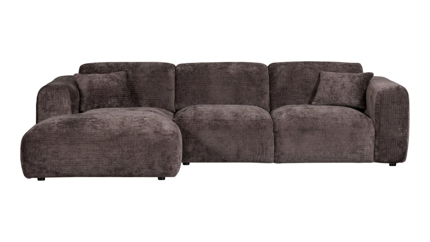 Canapé d'angle à gauche en tissu chenille marron - Cloud Canapé d'angle à gauche en tissu chenille marron - Cloud