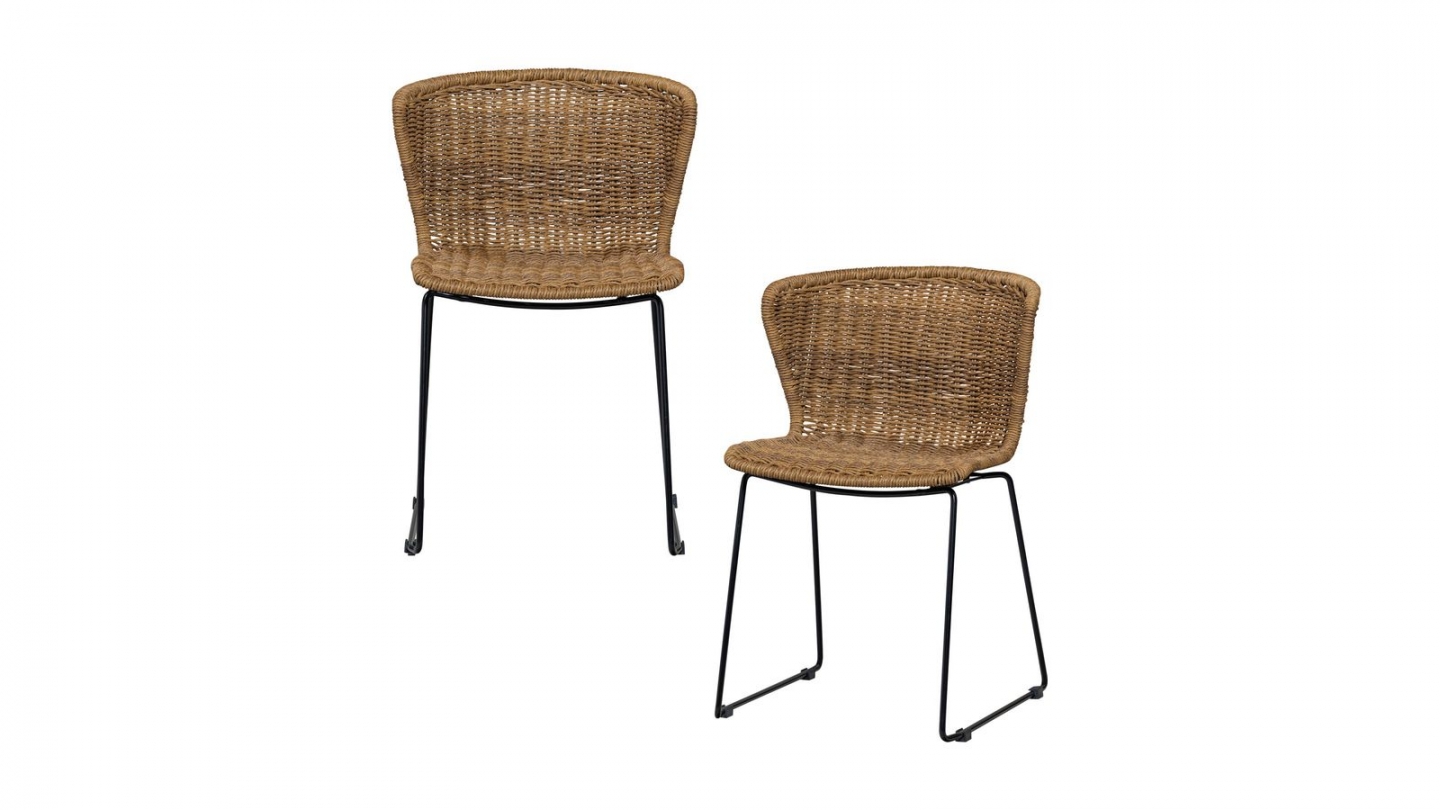 Lot de 2 chaises en rotin synthétique et acier - Wings Lot de 2 chaises en rotin synthétique et acier - Wings