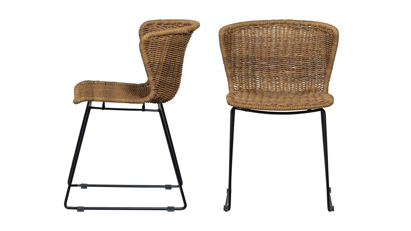 Lot de 2 chaises en rotin synthétique et acier - Wings Lot de 2 chaises en rotin synthétique et acier - Wings