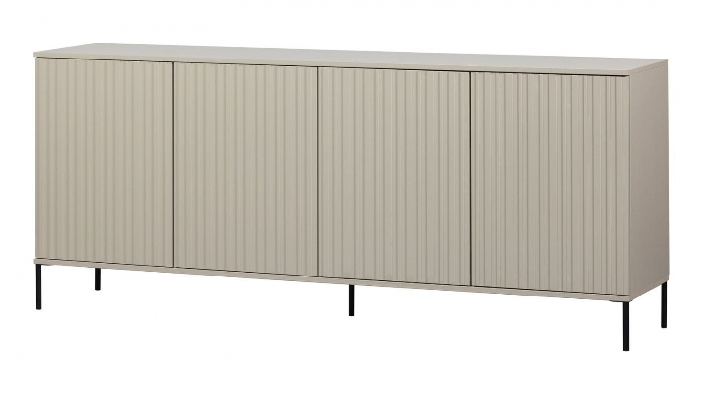 Buffet 4 portes en pin avec piétement métal noir – 200 cm - New Gravure Buffet 4 portes en pin avec piétement métal noir – 200 cm - New Gravure