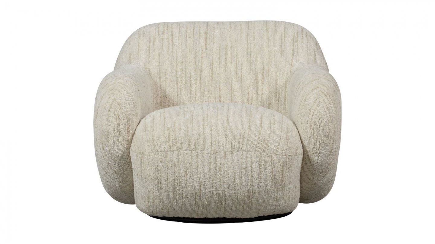 Fauteuil pivotant en tissu chenille naturel mélangé - Folke Fauteuil pivotant en tissu chenille naturel mélangé - Folke
