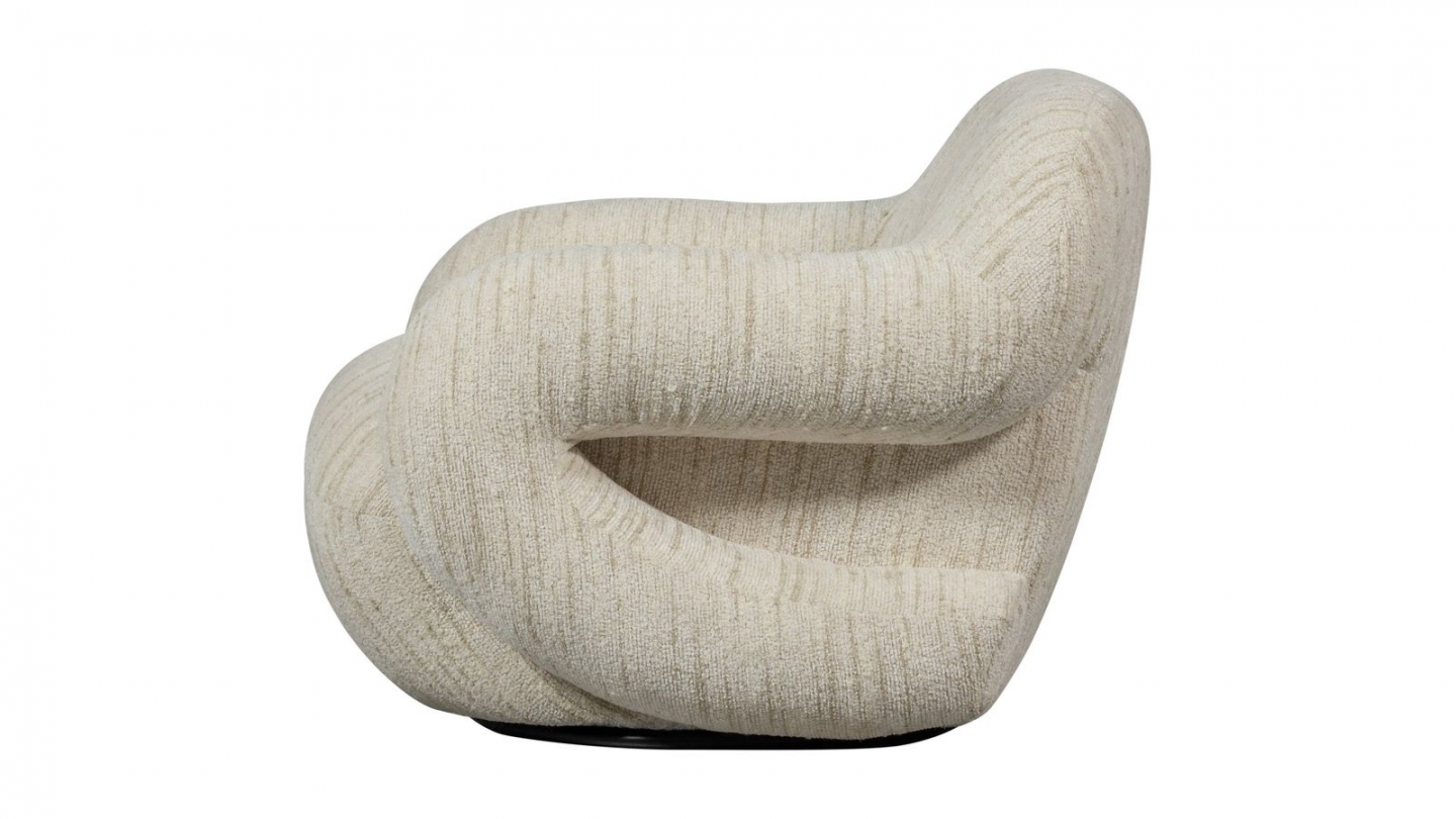 Fauteuil pivotant en tissu chenille naturel mélangé - Folke Fauteuil pivotant en tissu chenille naturel mélangé - Folke