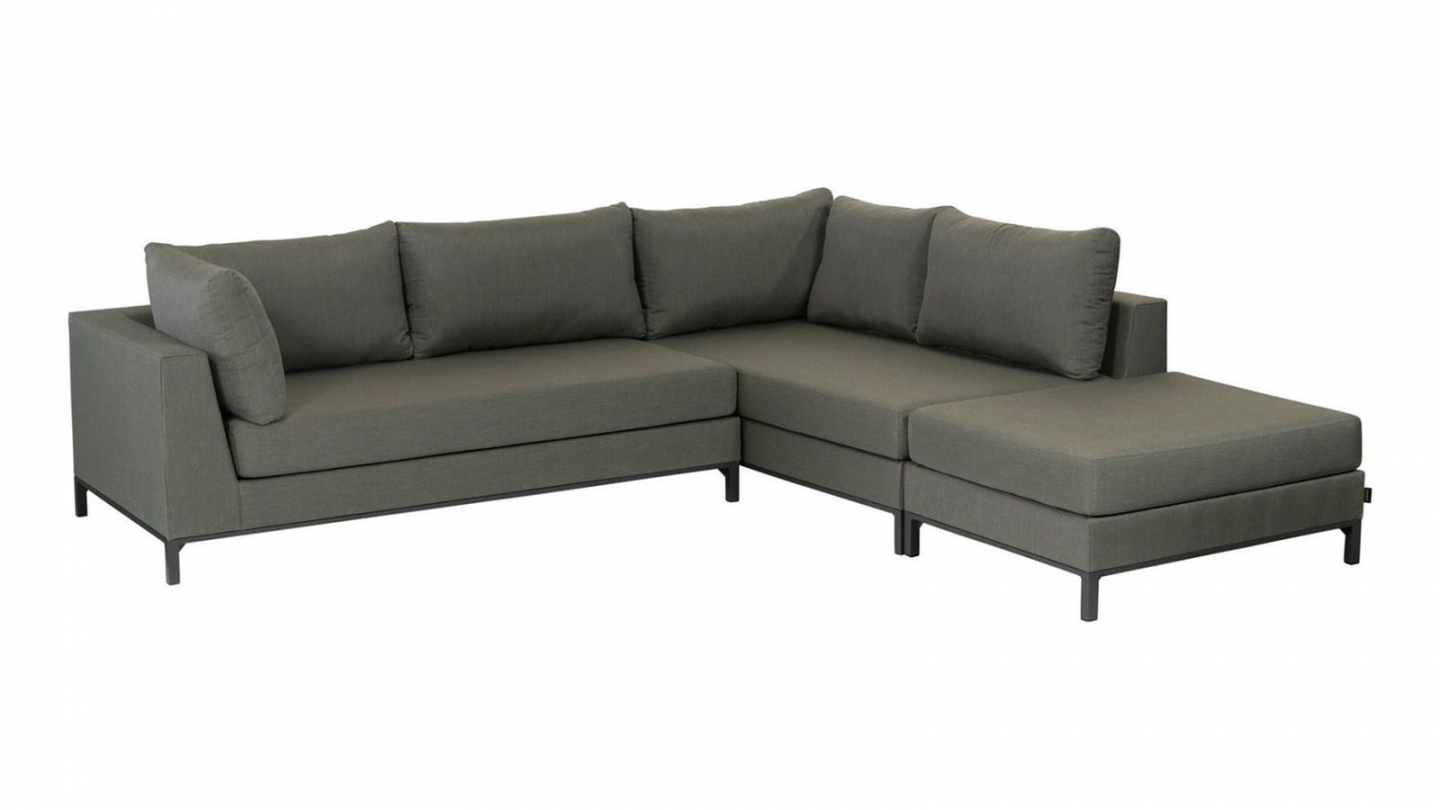 Salon de jardin d’angle droit en alu gris foncé/sauge - Sicilie Salon de jardin d’angle droit en alu gris foncé/sauge - Sicilie