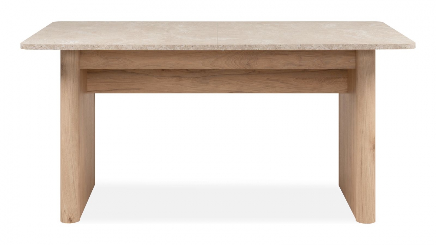 Table à manger extensible rectangulaire effet Chêne et Travertin 160/200 cm - Luis Table à manger extensible rectangulaire effet Chêne et Travertin 160/200 cm - Luis
