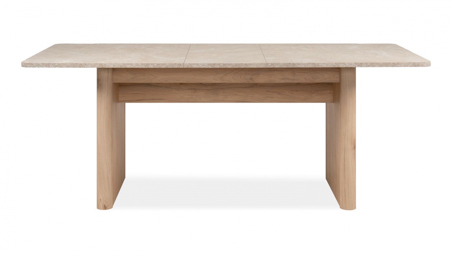 Table à manger extensible rectangulaire effet Chêne et Travertin 160/200 cm - Luis Table à manger extensible rectangulaire effet Chêne et Travertin 160/200 cm - Luis