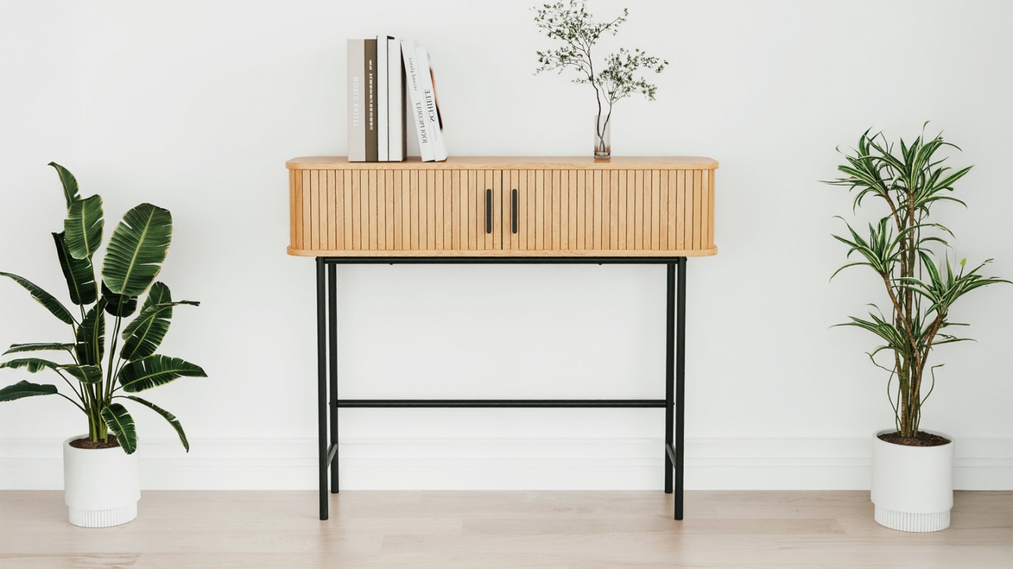 Console 2 portes effet Chêne 100 cm - Sora Console 2 portes effet Chêne 100 cm - Sora