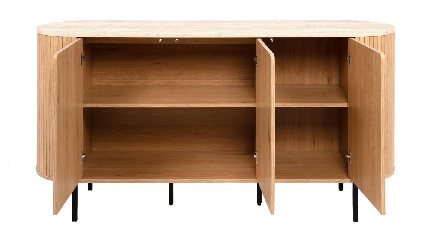 Buffet 2 portes effet Chêne et Travertin 160 cm - Juna Buffet 2 portes effet Chêne et Travertin 160 cm - Juna