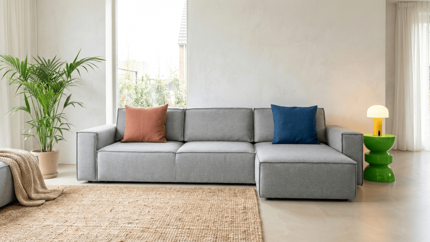 Canapé d'angle convertible réversible 5 places avec coffre de rangement Canapé d'angle convertible réversible 5 places avec coffre de rangement