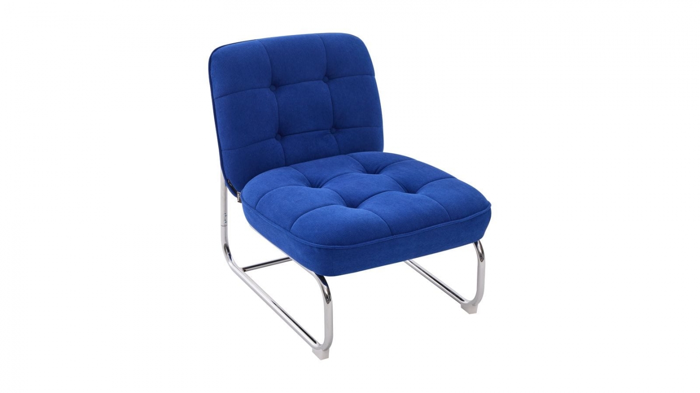 Fauteuil en velours côtelé bleu électrique, piètement chromé - Marvin Fauteuil en velours côtelé bleu électrique, piètement chromé - Marvin