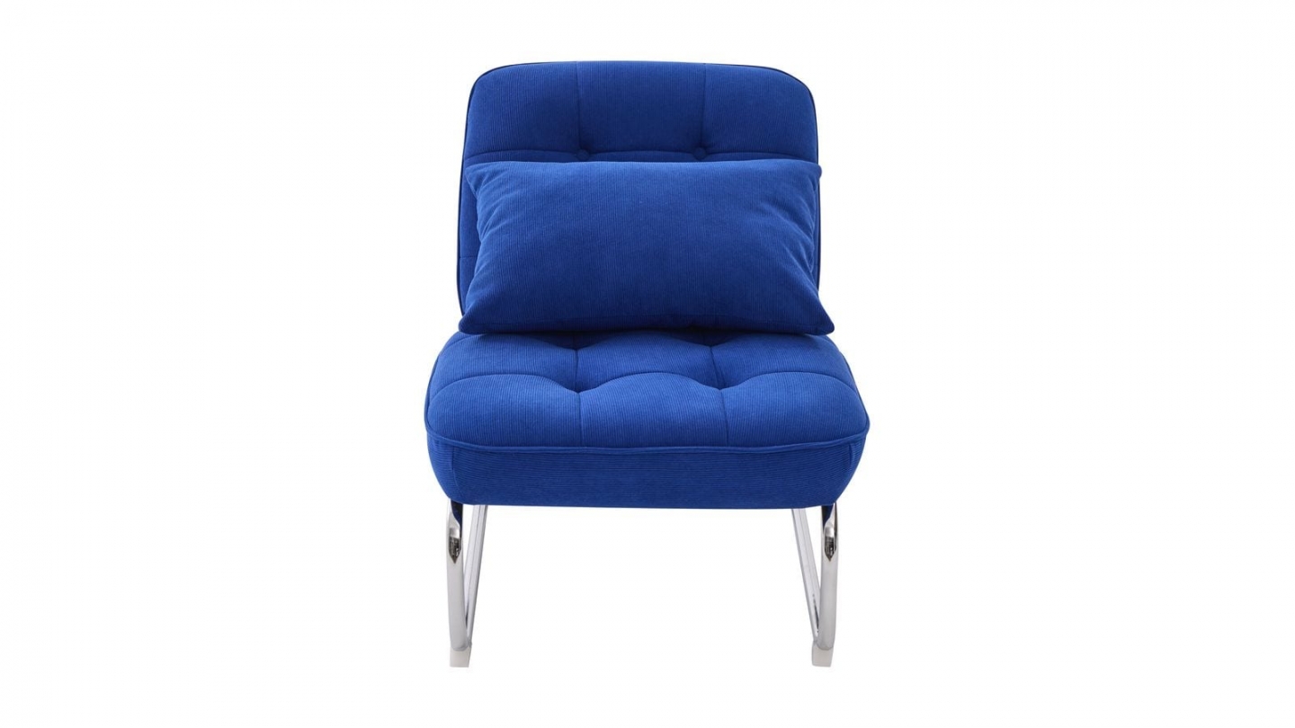 Fauteuil en velours côtelé bleu électrique, piètement chromé - Marvin Fauteuil en velours côtelé bleu électrique, piètement chromé - Marvin