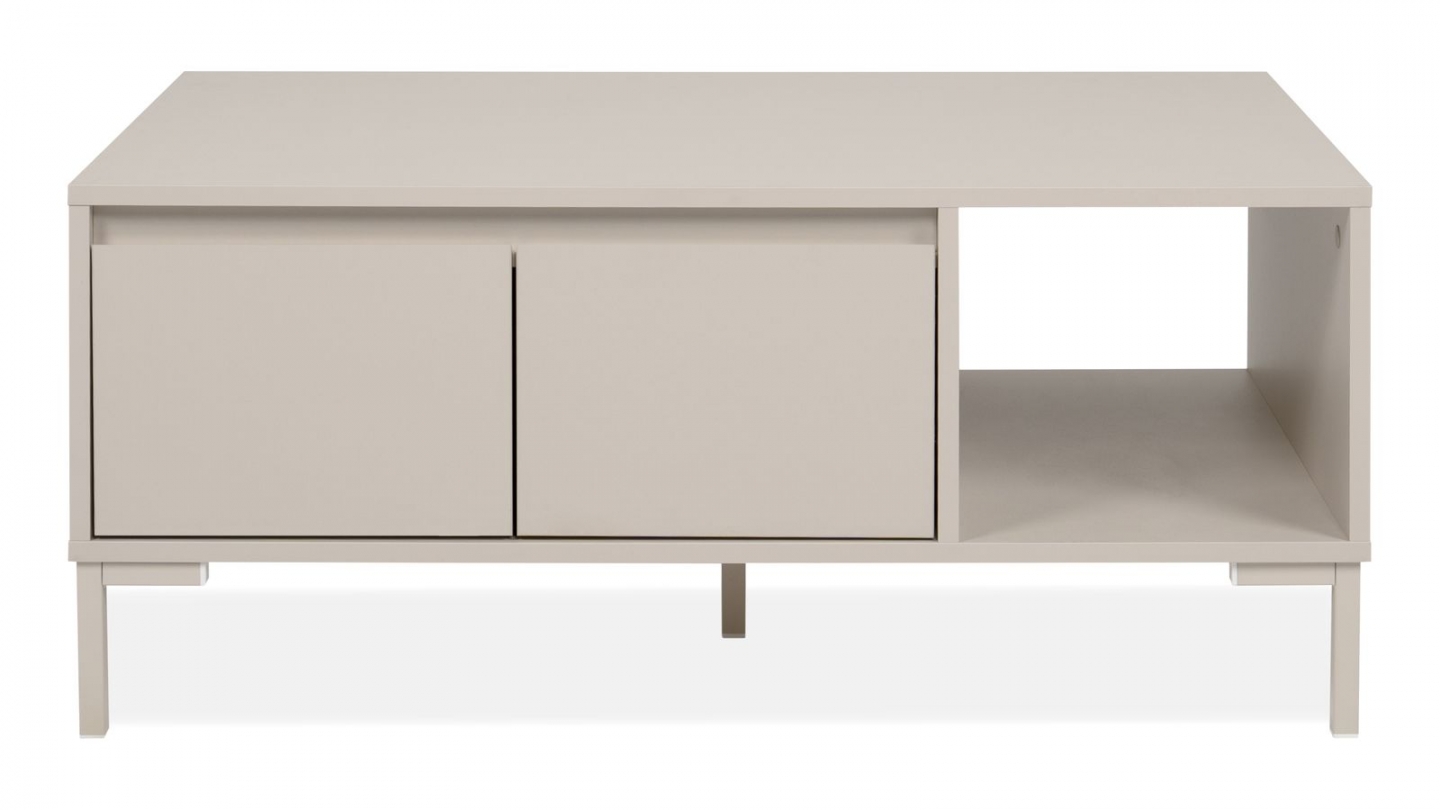 Table basse 2 portes 1 niche beige 100 cm - Ronda Table basse 2 portes 1 niche beige 100 cm - Ronda