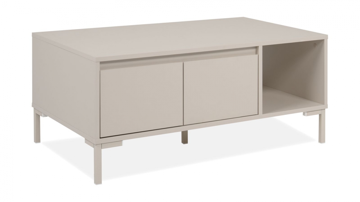 Table basse 2 portes 1 niche beige 100 cm - Ronda Table basse 2 portes 1 niche beige 100 cm - Ronda