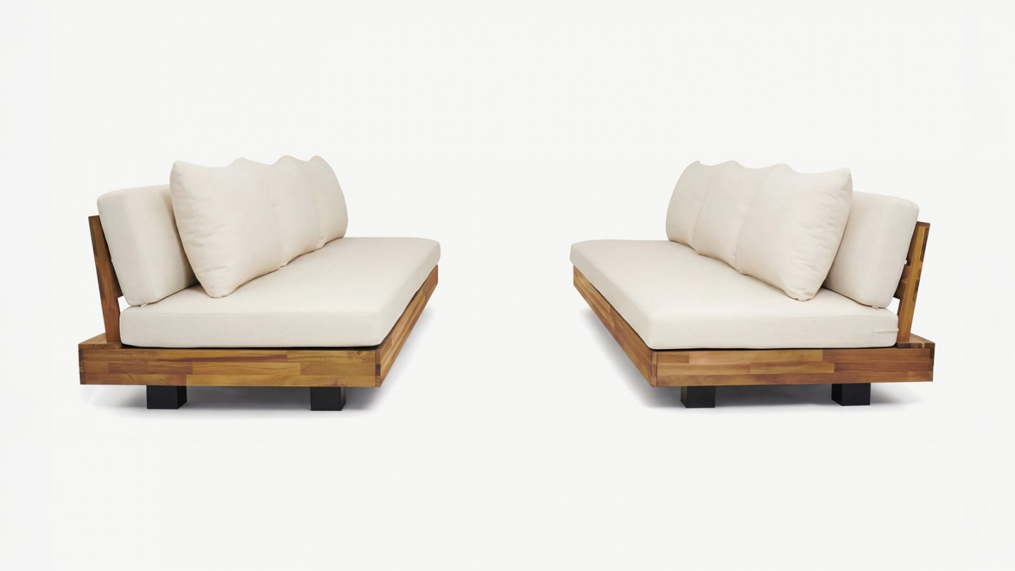 Salon de jardin 6 places en bois FSC - 2 Canapés 3 pl. - beige - Capri Salon de jardin 6 places en bois FSC - 2 Canapés 3 pl. - beige - Capri