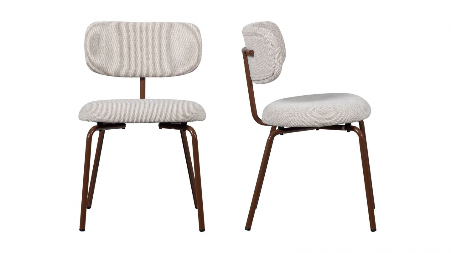 Lot de 2 chaises de salle à manger moderne en tissu tissé écru - Travis Lot de 2 chaises de salle à manger moderne en tissu tissé écru - Travis