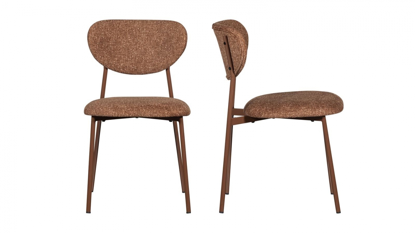 Lot de 2 chaises de salle à manger en tissu tissé marron - Valor Lot de 2 chaises de salle à manger en tissu tissé marron - Valor