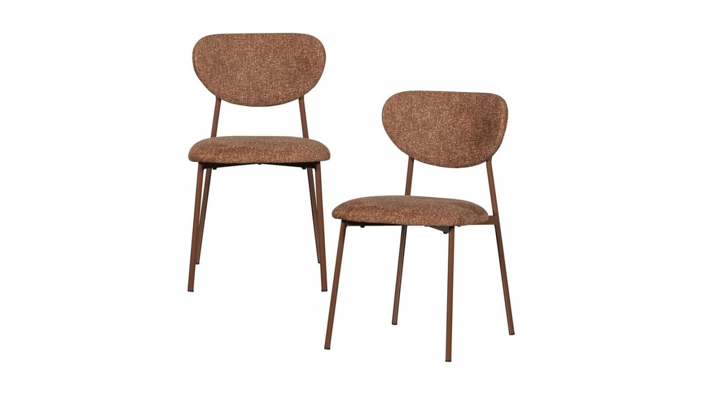 Lot de 2 chaises de salle à manger en tissu tissé marron - Valor Lot de 2 chaises de salle à manger en tissu tissé marron - Valor