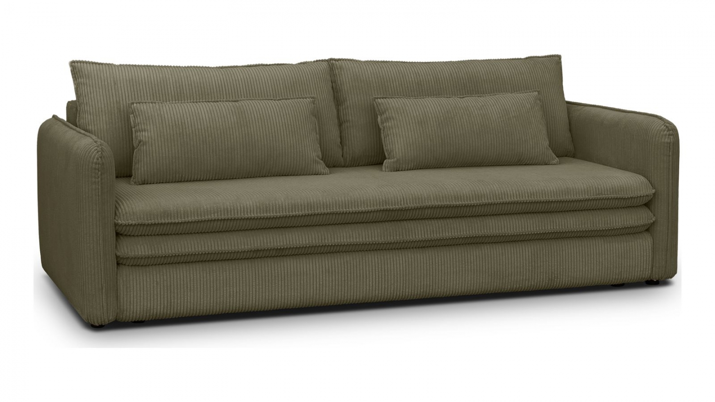 Canapé convertible 3 places en velours côtelé vert kaki - Baya Canapé convertible 3 places en velours côtelé vert kaki - Baya
