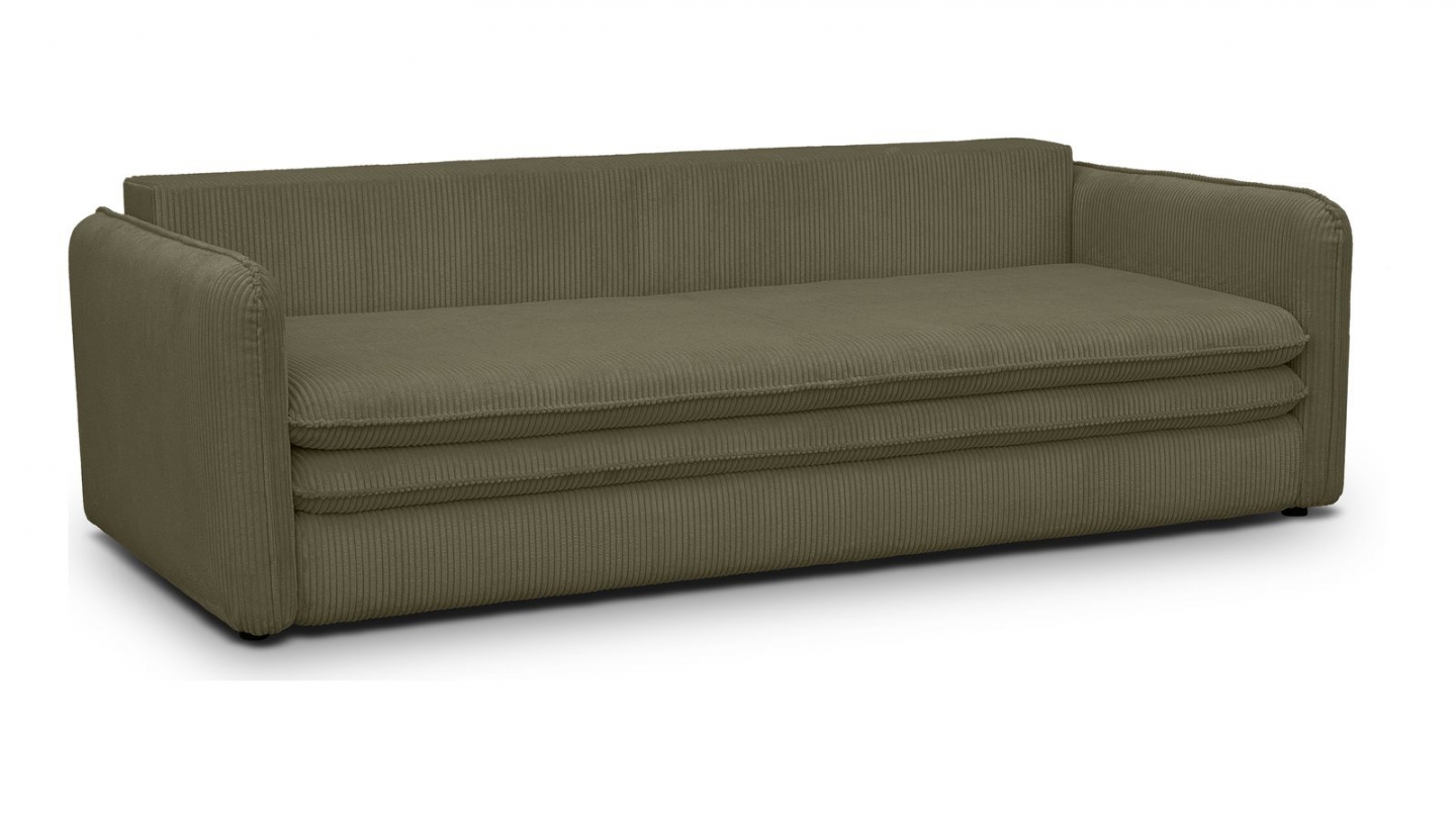 Canapé convertible 3 places en velours côtelé vert kaki - Baya Canapé convertible 3 places en velours côtelé vert kaki - Baya