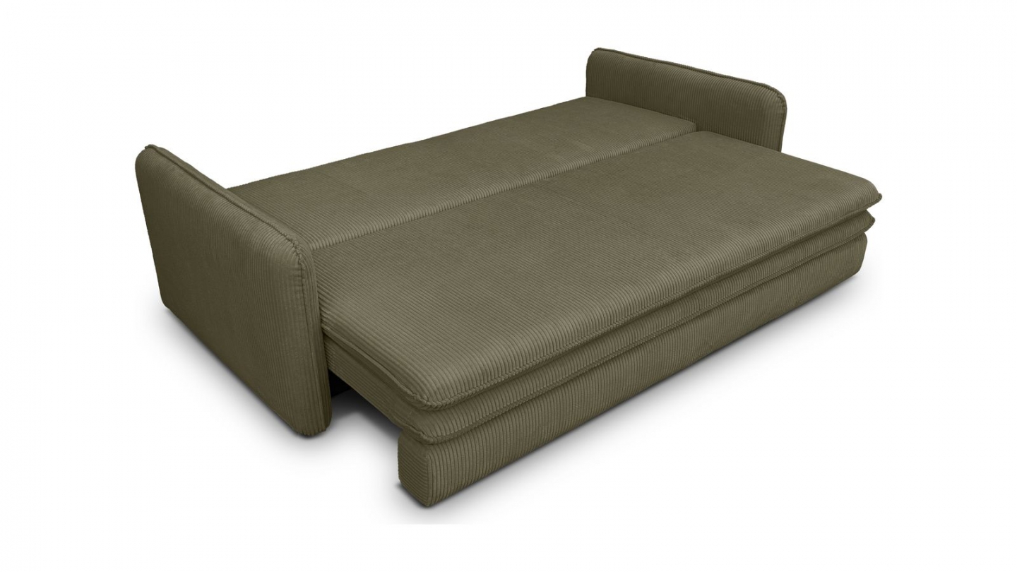 Canapé convertible 3 places en velours côtelé vert kaki - Baya Canapé convertible 3 places en velours côtelé vert kaki - Baya