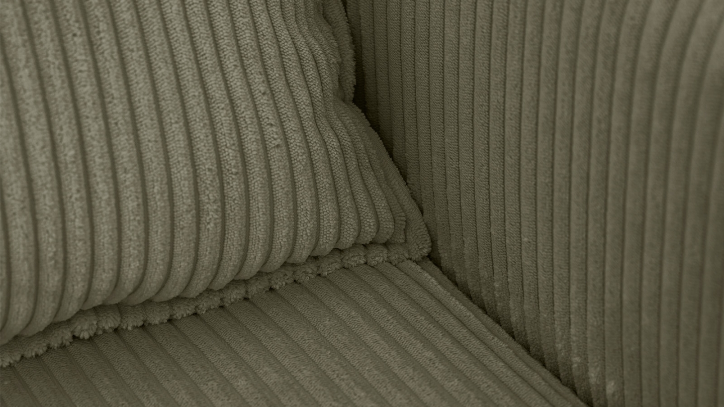 Canapé convertible 3 places en velours côtelé vert kaki - Baya Canapé convertible 3 places en velours côtelé vert kaki - Baya