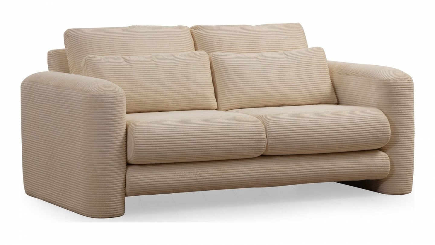 Canapé droit 2 places en velours côtelé beige - Amaya Canapé droit 2 places en velours côtelé beige - Amaya