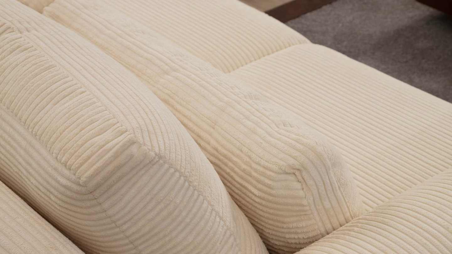 Canapé droit 2 places en velours côtelé beige - Amaya Canapé droit 2 places en velours côtelé beige - Amaya