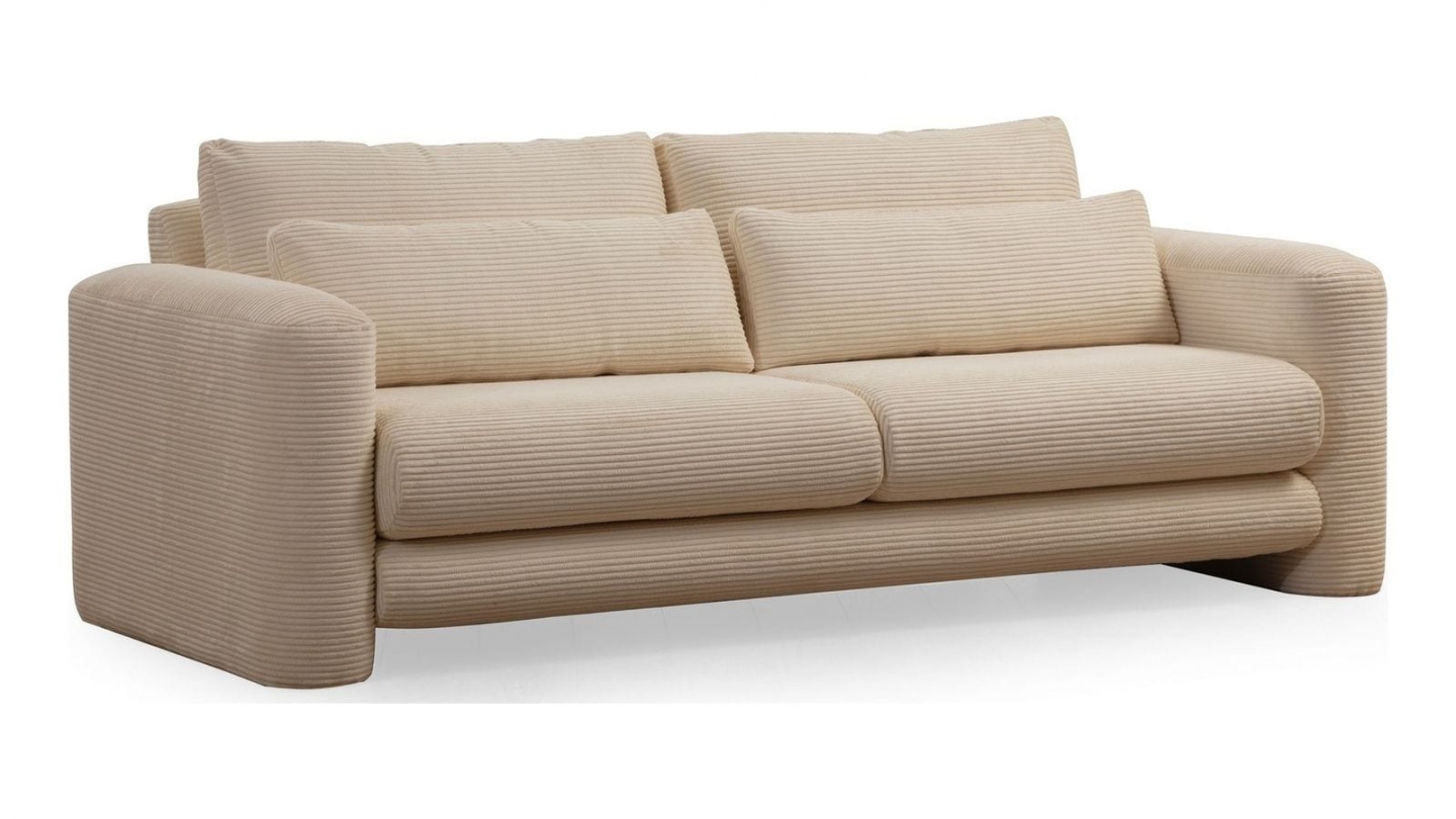 Canapé droit 3 places en velours côtelé beige - Amaya Canapé droit 3 places en velours côtelé beige - Amaya