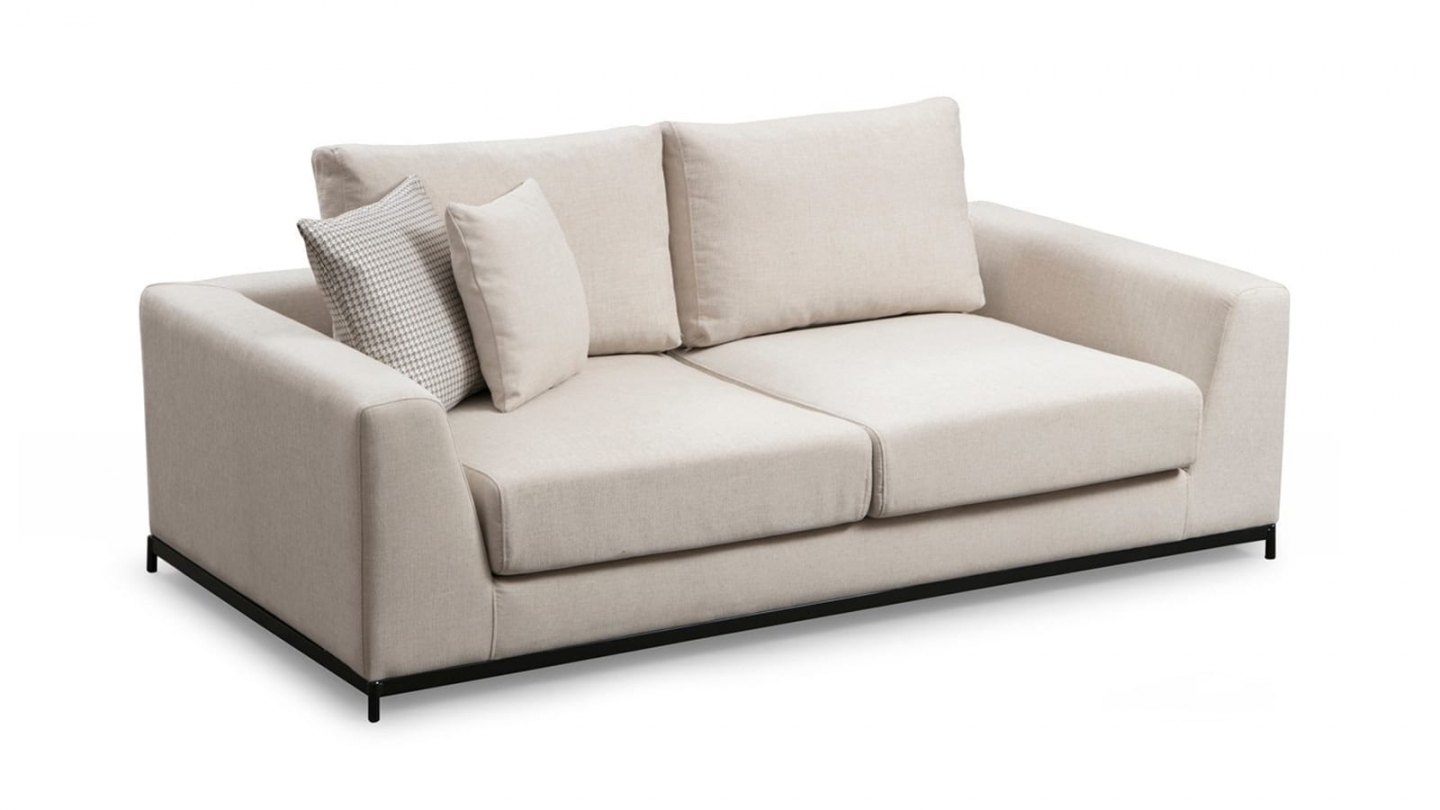 Canapé droit 2 places en tissu beige - Nello Canapé droit 2 places en tissu beige - Nello