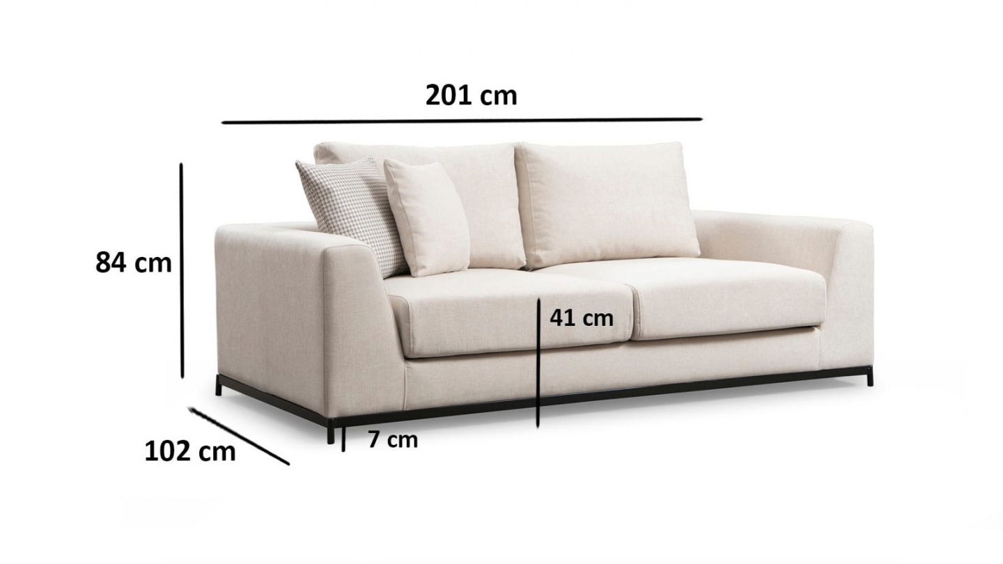 Canapé droit 2 places en tissu beige - Nello Canapé droit 2 places en tissu beige - Nello