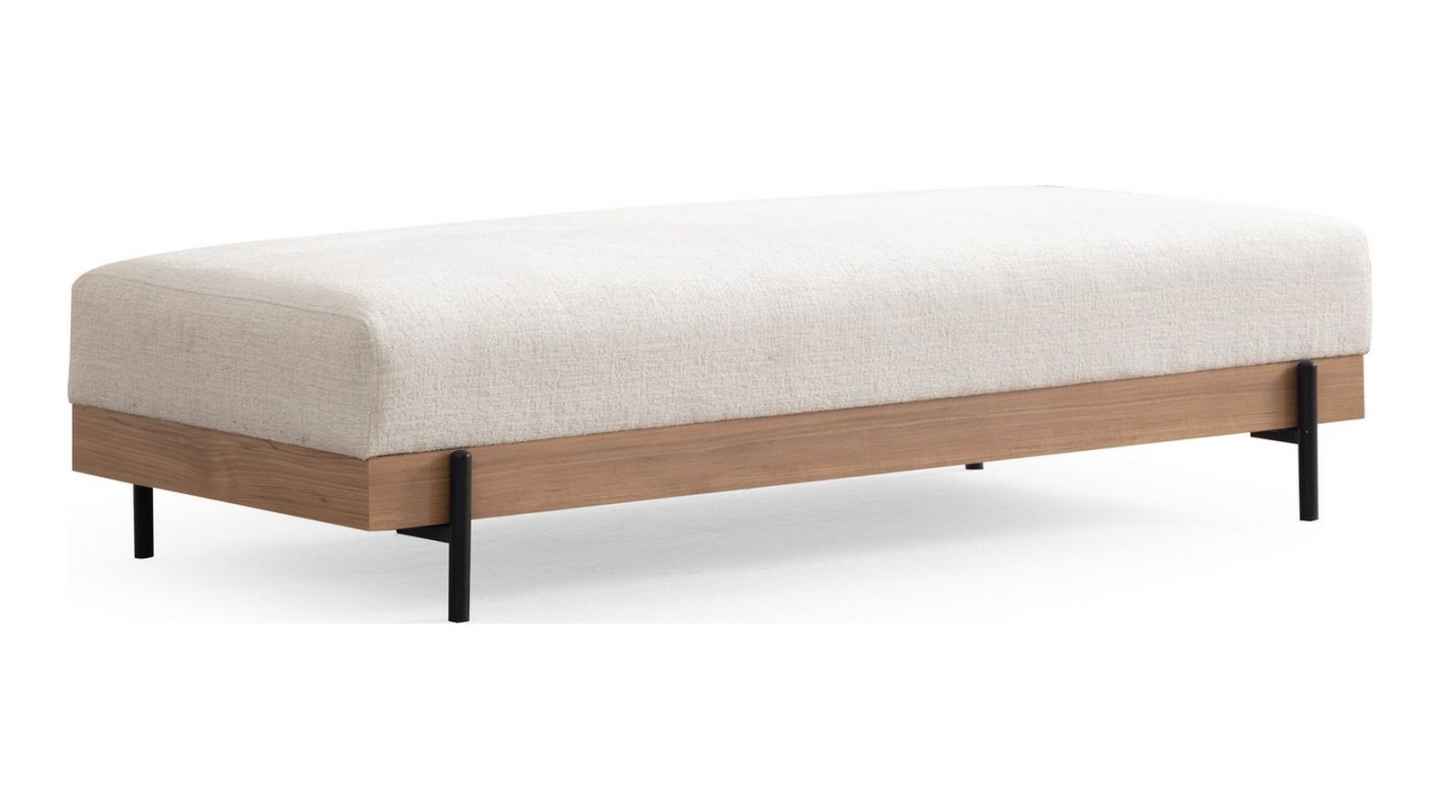 Pouf 2 places en tissu beige - Giada Pouf 2 places en tissu beige - Giada