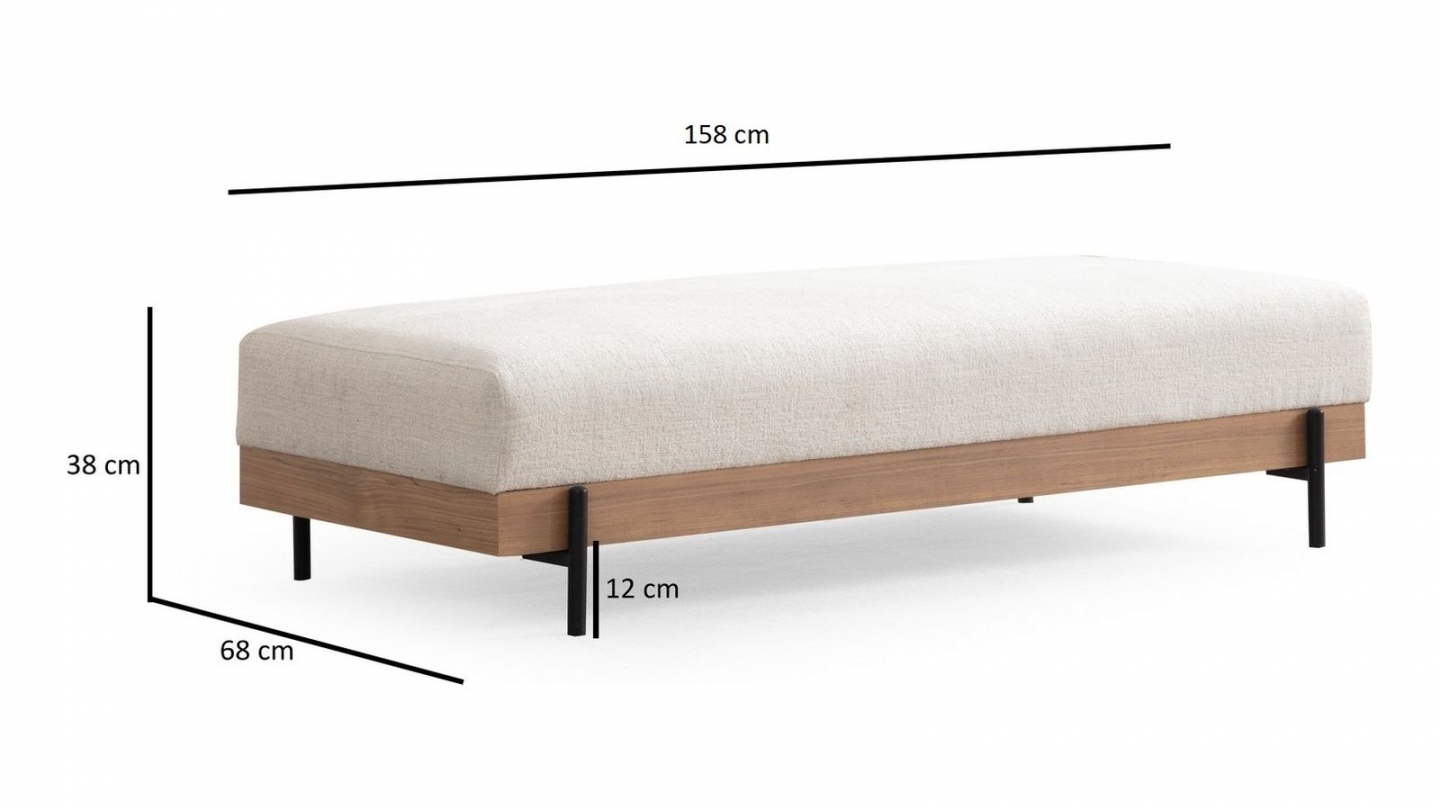 Pouf 2 places en tissu beige - Giada Pouf 2 places en tissu beige - Giada