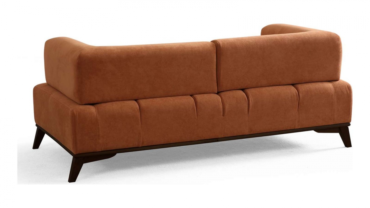 Canapé droit 2 places en tissu rouille, piètement noir - Tano Canapé droit 2 places en tissu rouille, piètement noir - Tano