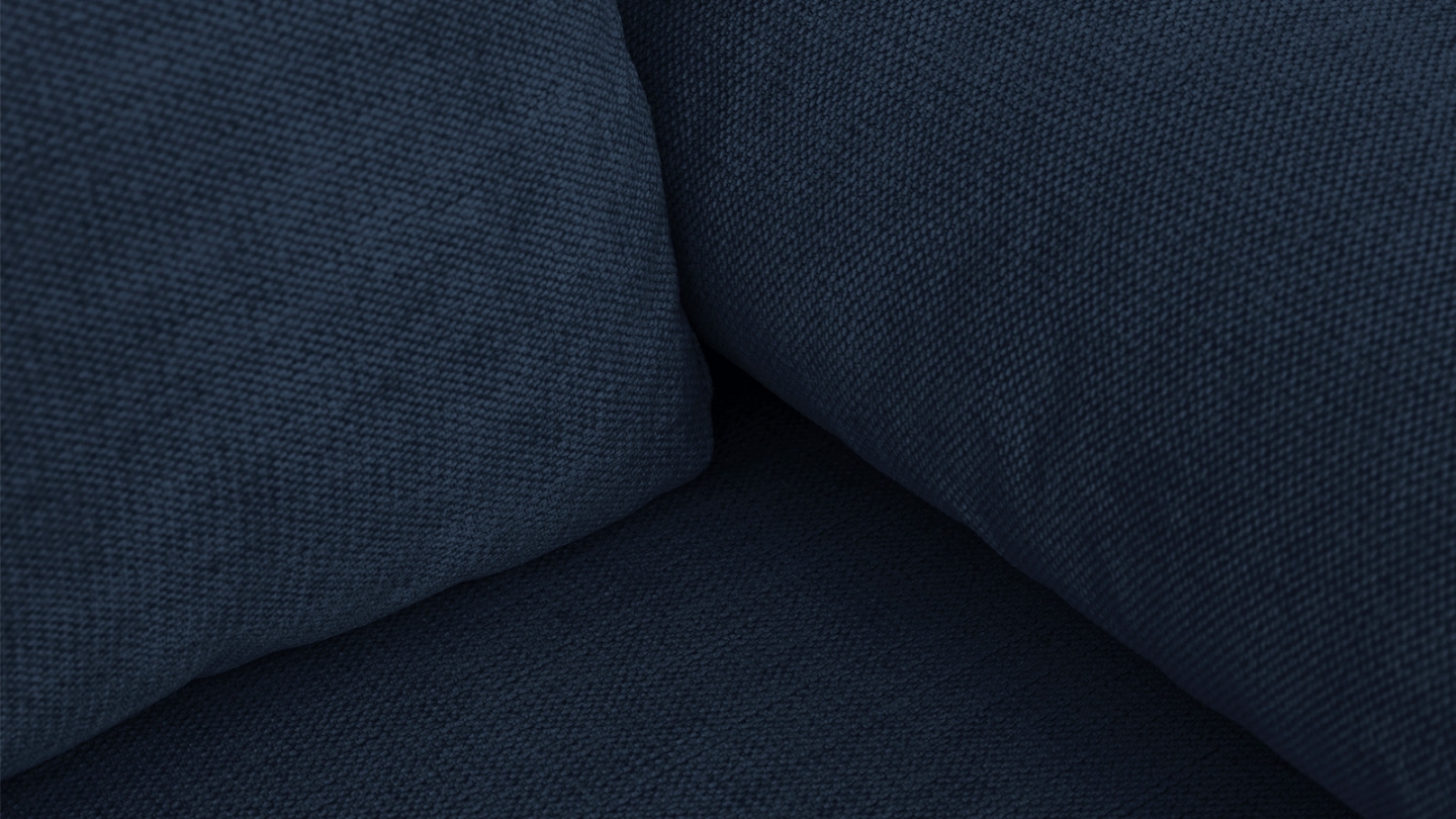 Canapé convertible 3 places avec coffre de rangement en tissu chenille bleu foncé - Laria Canapé convertible 3 places avec coffre de rangement en tissu chenille bleu foncé - Laria