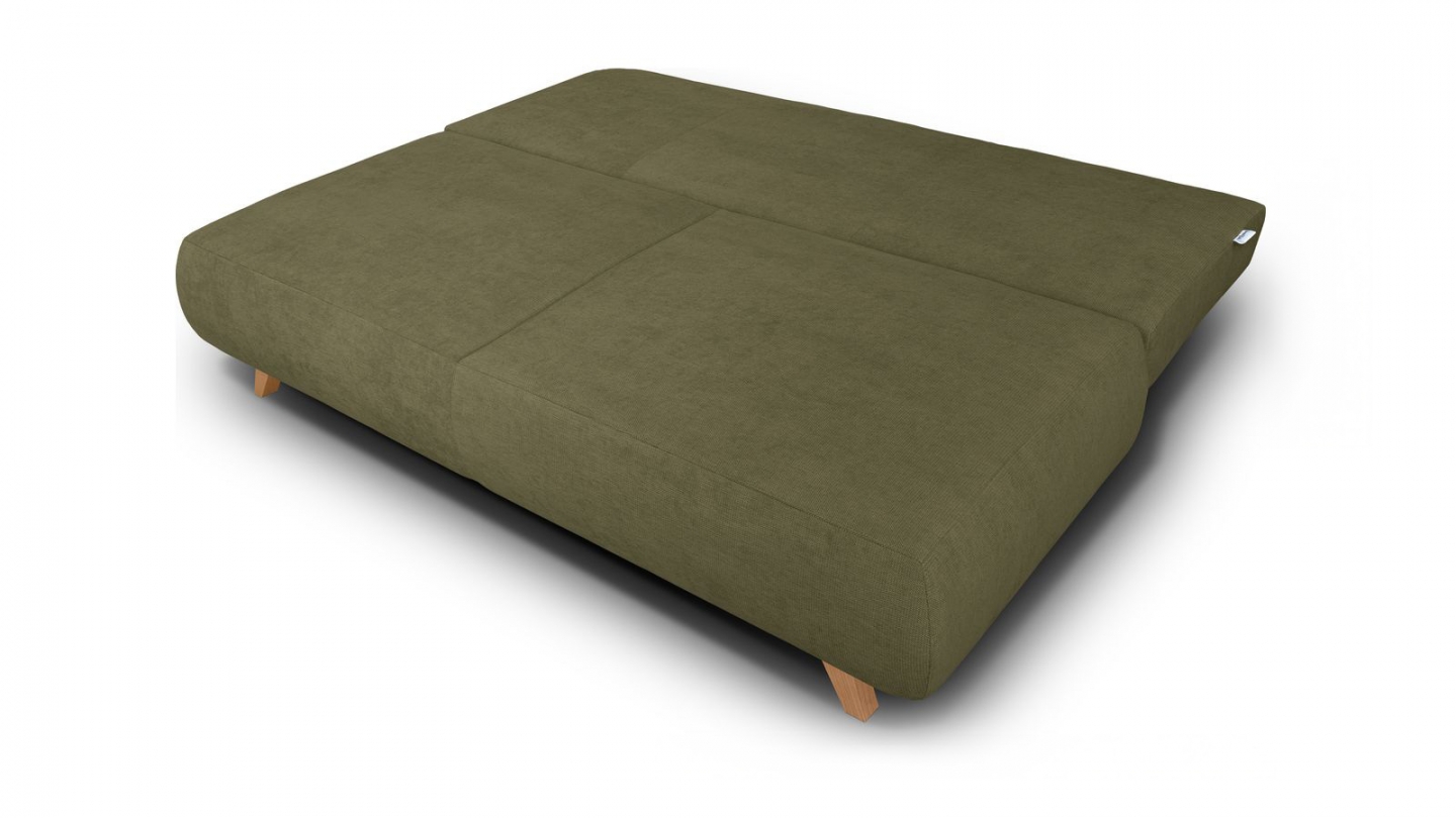 Canapé convertible 3 places avec coffre de rangement en tissu chenille vert kaki - Laria Canapé convertible 3 places avec coffre de rangement en tissu chenille vert kaki - Laria