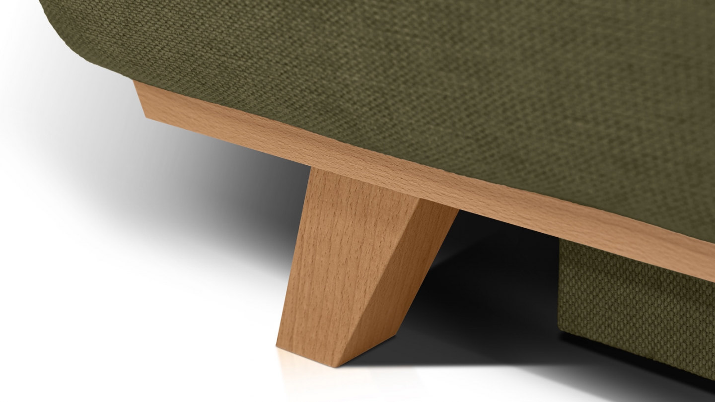 Canapé convertible 3 places avec coffre de rangement en tissu chenille vert kaki - Laria Canapé convertible 3 places avec coffre de rangement en tissu chenille vert kaki - Laria