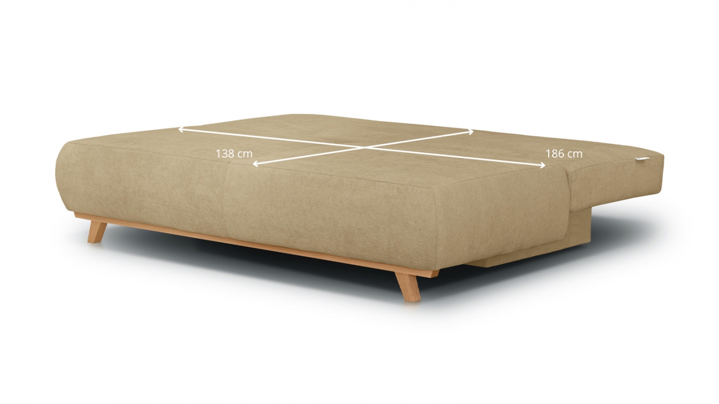 Canapé convertible 3 places avec coffre de rangement en tissu chenille miel - Laria Canapé convertible 3 places avec coffre de rangement en tissu chenille miel - Laria