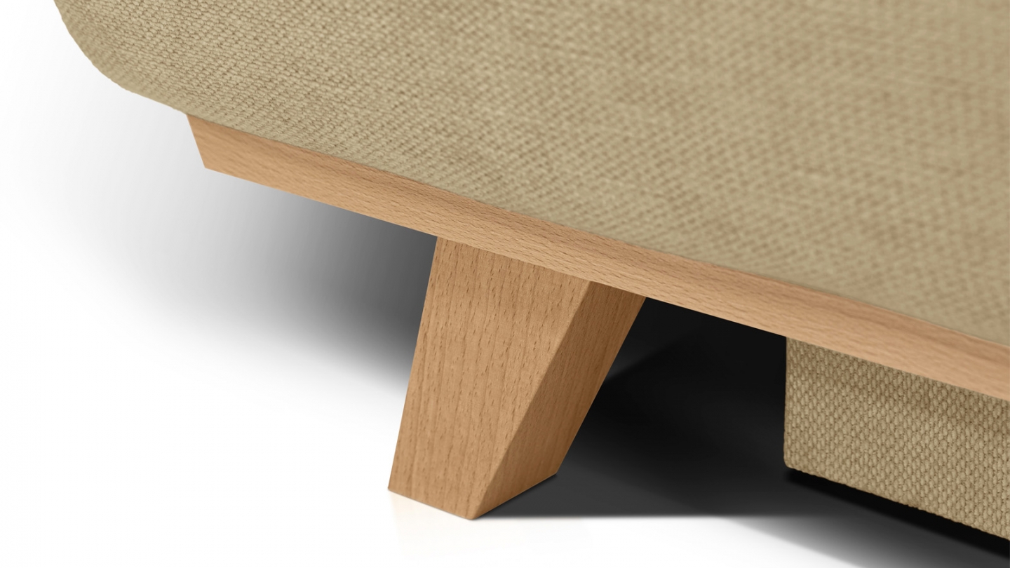 Canapé convertible 3 places avec coffre de rangement en tissu chenille miel - Laria Canapé convertible 3 places avec coffre de rangement en tissu chenille miel - Laria