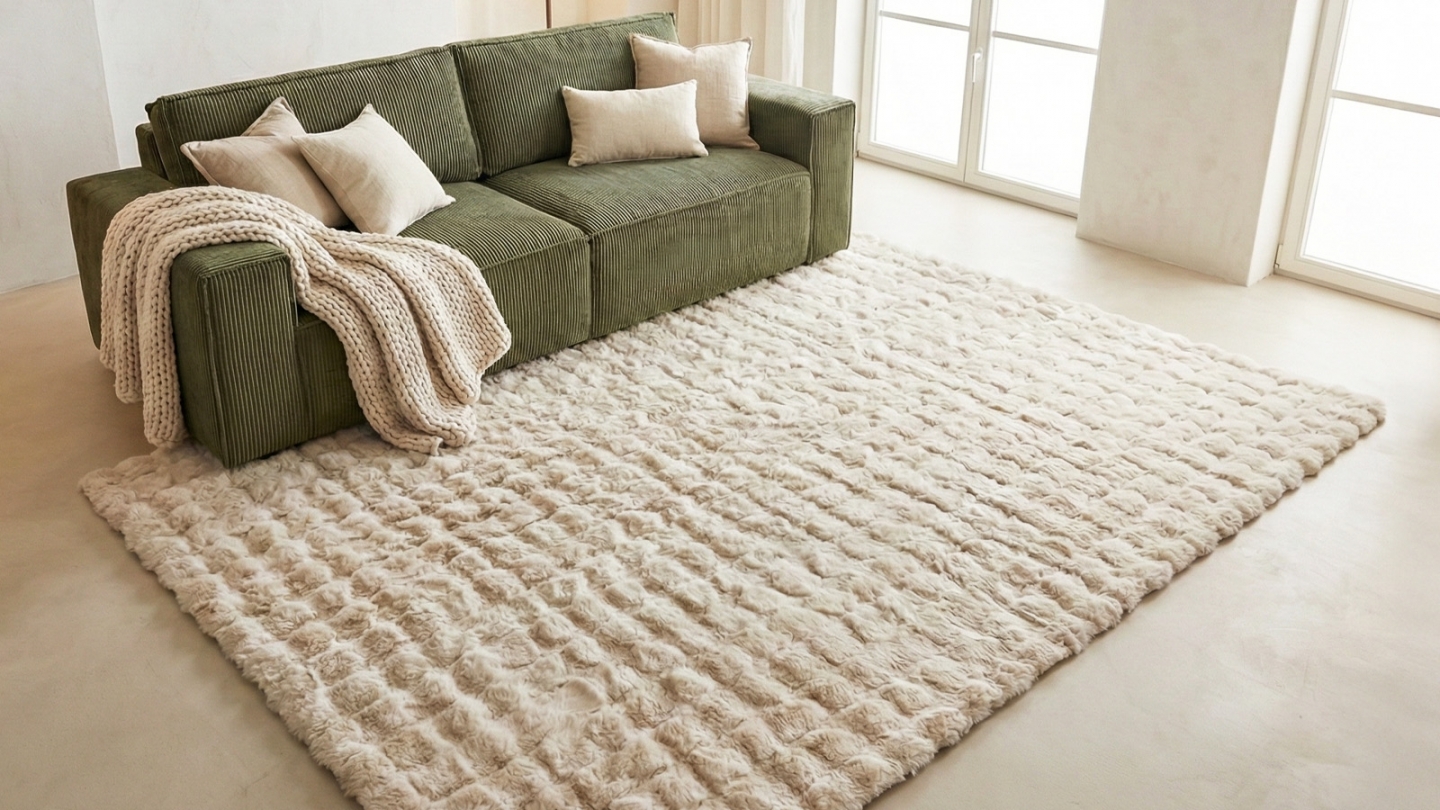 Tapis à relief bubble uni blanc 80x150 cm - Cloudy Tapis à relief bubble uni blanc 80x150 cm - Cloudy