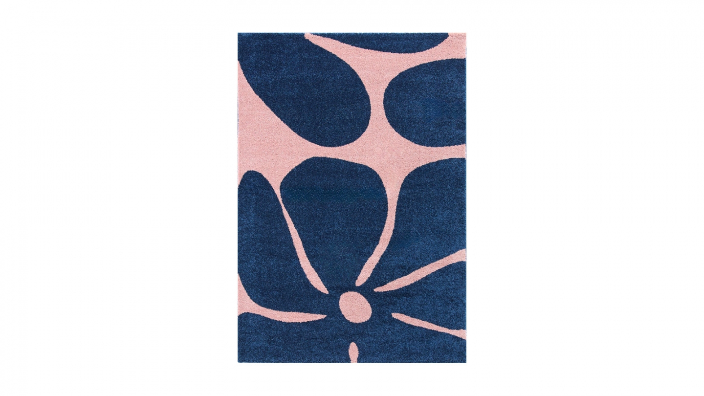 Tapis rétro style année 70 à fleurs bleu 120x160 cm - Bloom Blue Tapis rétro style année 70 à fleurs bleu 120x160 cm - Bloom Blue