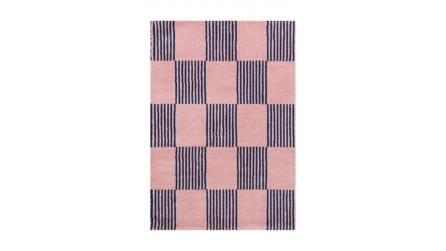 Tapis rétro damniere bleu 160x230 cm - Pop Vibes Tapis rétro damniere bleu 160x230 cm - Pop Vibes